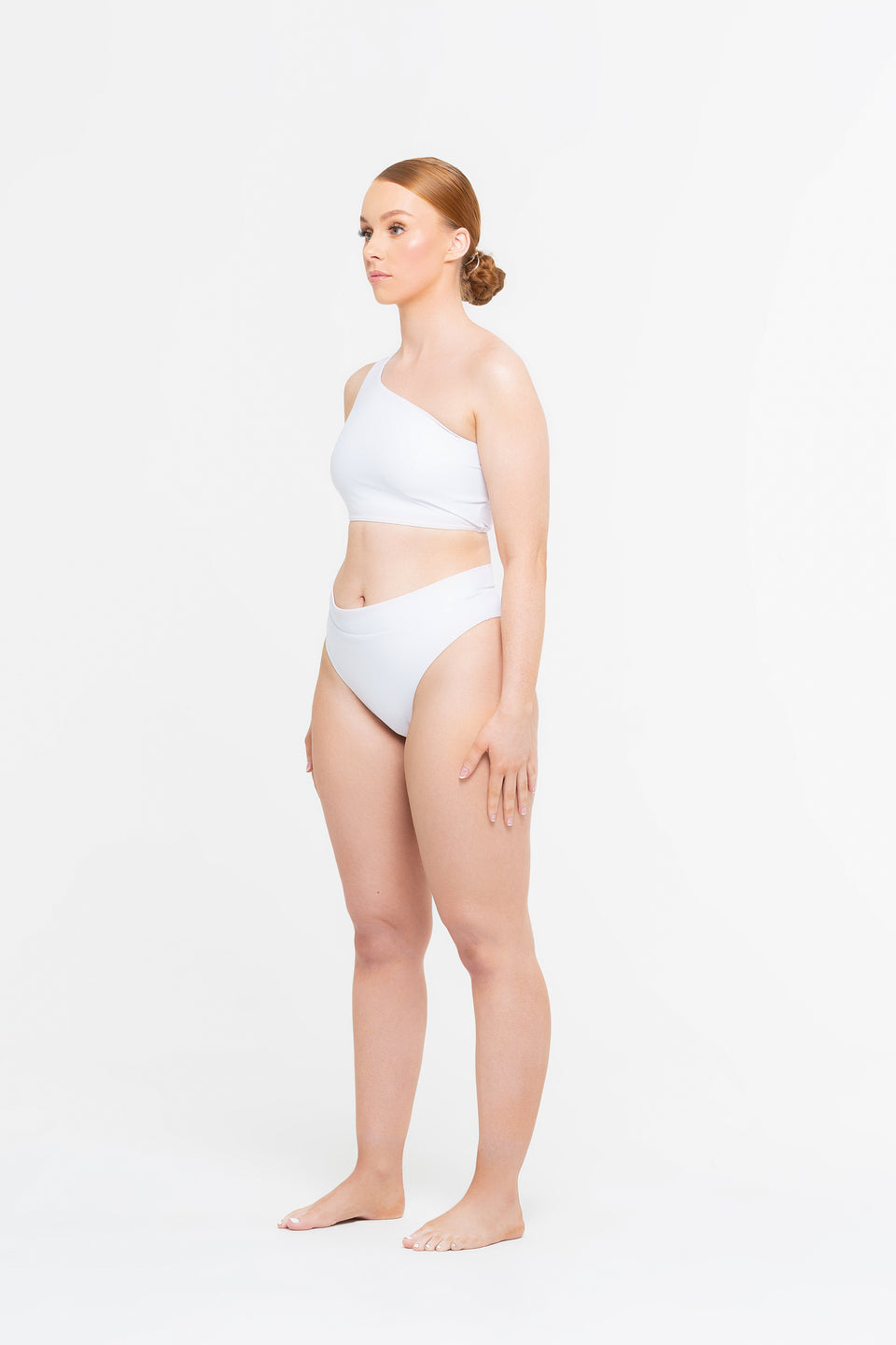 Ilashe Asymmetric Bikini Top Fuller Bust A G cup sizes White All Peace Label