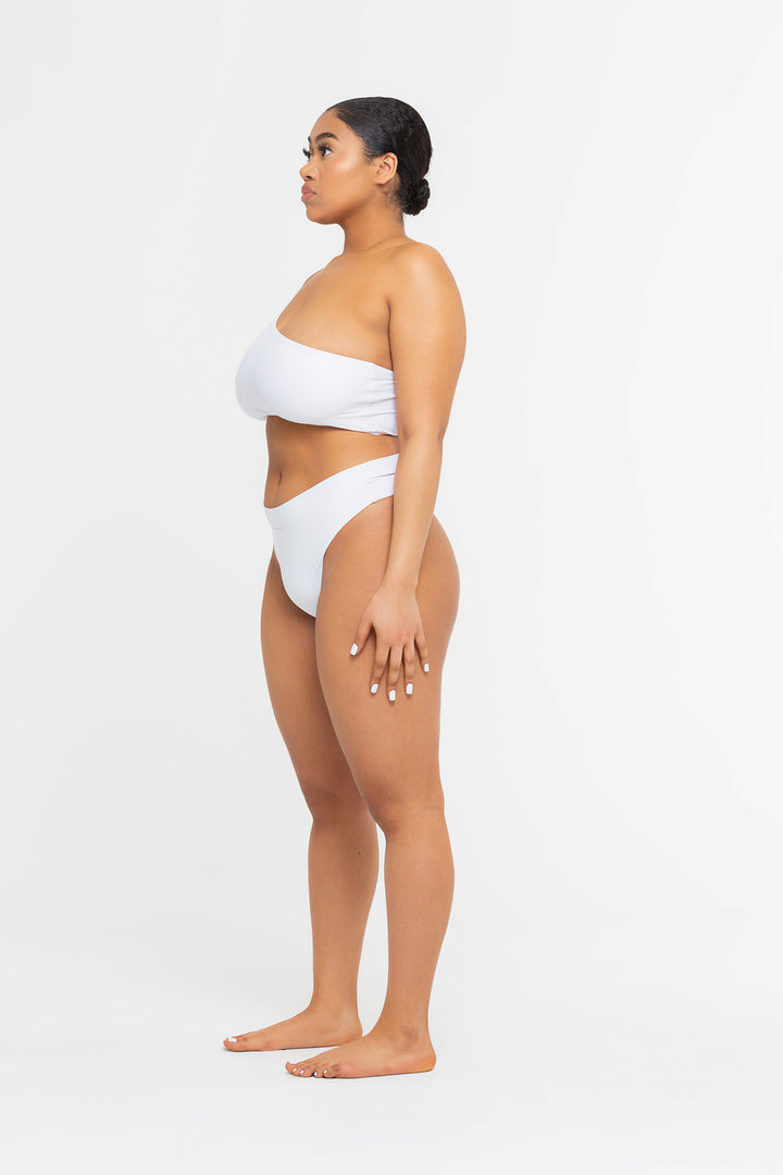 Ilashe Asymmetric Bikini Top Fuller Bust A G cup sizes White All Peace Label