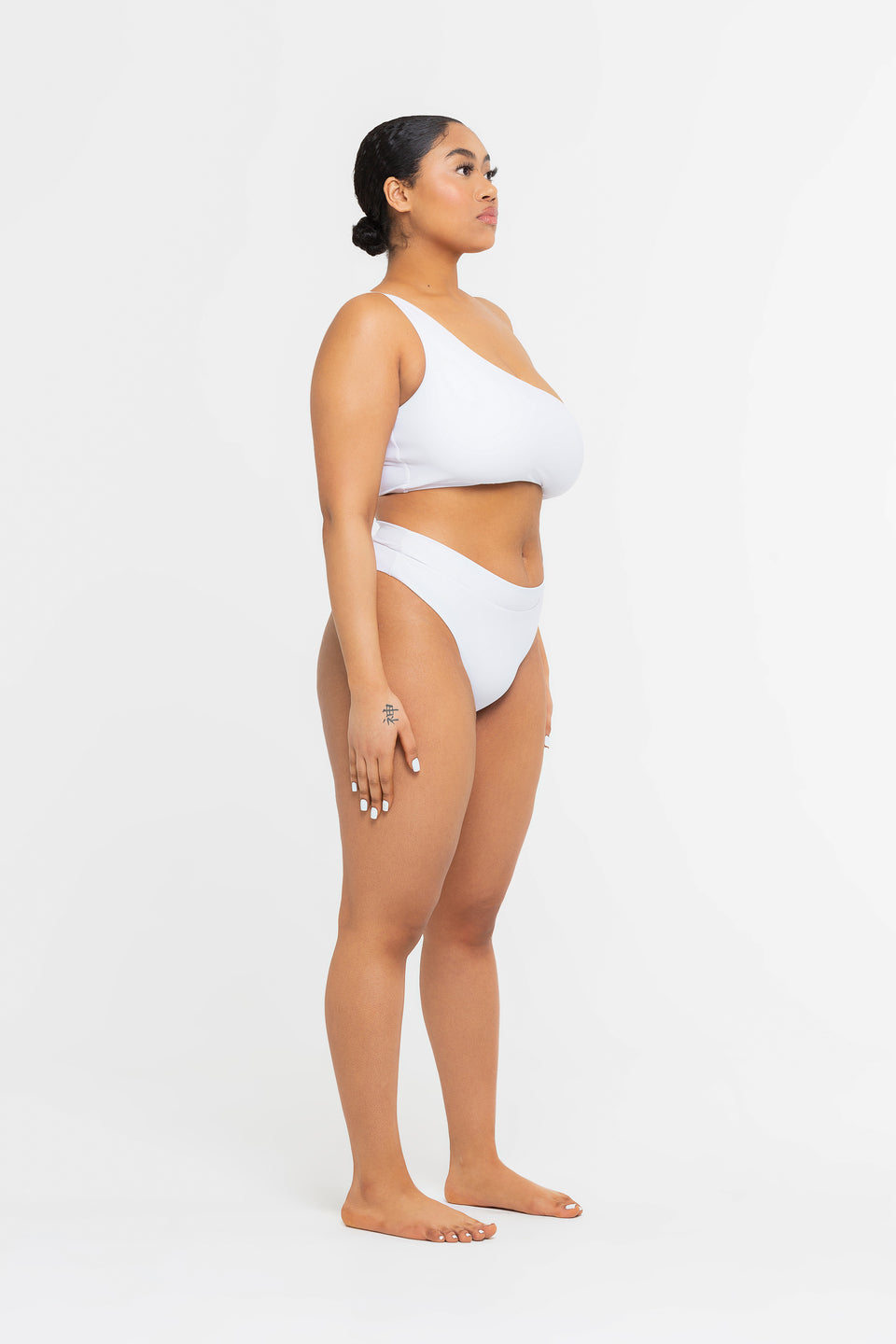 Ilashe Asymmetric Bikini Top Fuller Bust A G cup sizes White All Peace Label